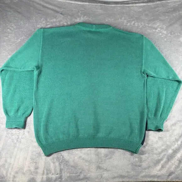 Vintage 90s Iceberg Made in Italy Beer Fishing Graphic Knit Cotton Sweater Sz XL